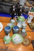 Mixed Lot: Two porcelain military figures, Japanese tea set and other items