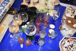 Mixed Lot: Various coloured drinking glasses and other items