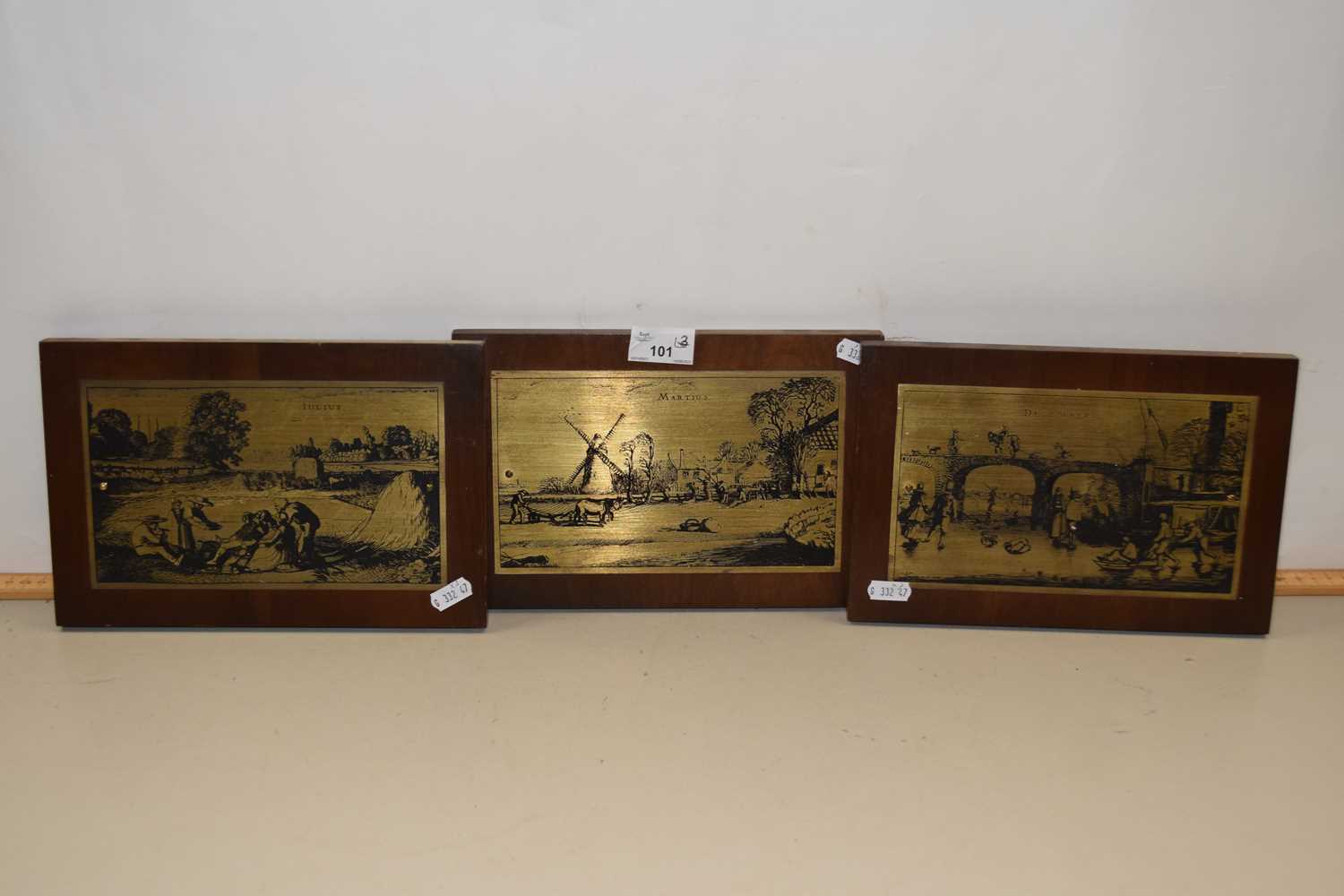 A group of three 20th Century brass plaques
