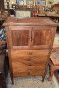 Late 19th Century mahogany music cabinet with drop down drawers, 64cm wide
