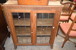 Early 20th Century oak lead glazed bookcase cabinet