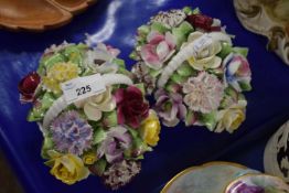 Pair of Royal Adderley porcelain baskets of flowers