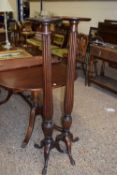Near pair of mahogany torchere plant stands, 135cm high