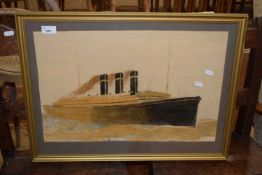 Early 20th Century watercolour study SS Belgenland Stream Ship, unsigned, framed and glazed