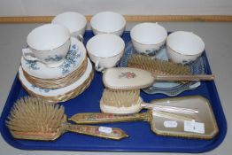 Tray of mixed items to include Royal Vale tea wares, dressing table set etc