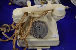 Vintage white plastic telephone
