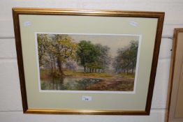 Thomas Pyne, study of a village pond, watercolour, framed and glazed