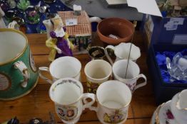 Mixed Lot: Various royal commemorative mugs, Royal Doulton figurine and other assorted items