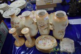 Collection of Crown Ducal and Crown Devon floral decorated vases, candlesticks, bowls etc and others