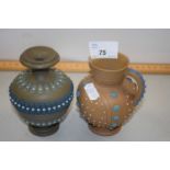 A Royal Doulton silicon ware vase and similar jug