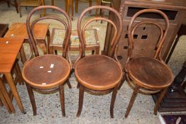 Three bentwood cafe chairs