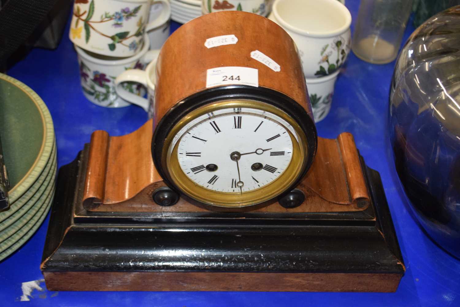 Late 19th Century mantel clock with ebonised finish case