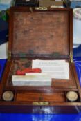Vintage mahogany writing box and other assorted items