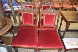 Set of four late Victorian mahogany framed dining chairs