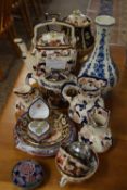 Mixed Lot: Masons Mandalay pattern teapot, Masons jugs and other assorted ceramics, miniature
