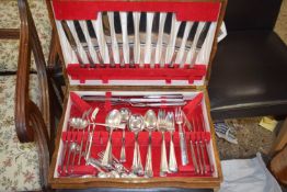 A vintage Ryals silver plated cutlery oak canteen set, comprising of sixty two pieces (case a/f)