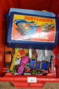 One box of various assorted toy vehicles