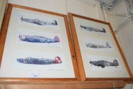 Two framed montage prints of military aircraft