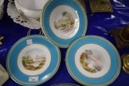 Royal worcester Three 19th Century gilt decorated cabinet plates, indistinctly marked