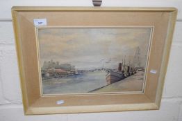 Leonard Pilgrim, study of a harbour scene, framed and glazed