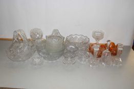 Mixed Lot: Various glass bowls, candlesticks and other items to include Carnival glass