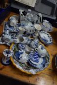 Collection of various modern Delft wares to include large plate decorated with red flowers plus