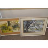 A pair of watercolours by Doidge, framed and glazed