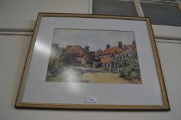 Burnham Overy Staithe (the west side) street scene by J S Webster, watercolour, framed and glazed