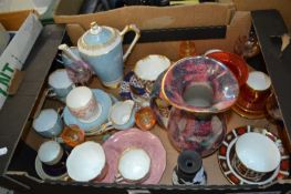 Mixed Lot: Blue and gilt decorated coffee set, other tea wares, glass wares etc