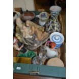 Mixed Lot: Ceramics and glass to include figure of Mary, Joseph and the Baby Jesus together with