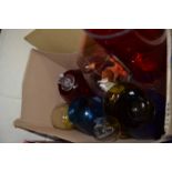 Box of assorted clear and coloured 20th Century glass ware