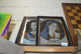 A pair of glass painted icons