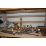 Mixed Lot: Assorted metal wares to include a white metal turkey, miniature clocks and other items
