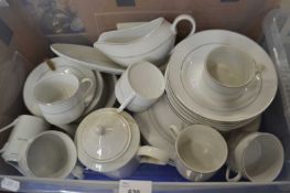 Quantity of white and silver trim dinner wares