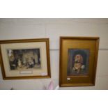 Too Old to Play by Henry Brecker, reproduction print in gilt frame together with a print of two dogs