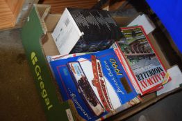 One box of model railway magazines, steam DVD's etc