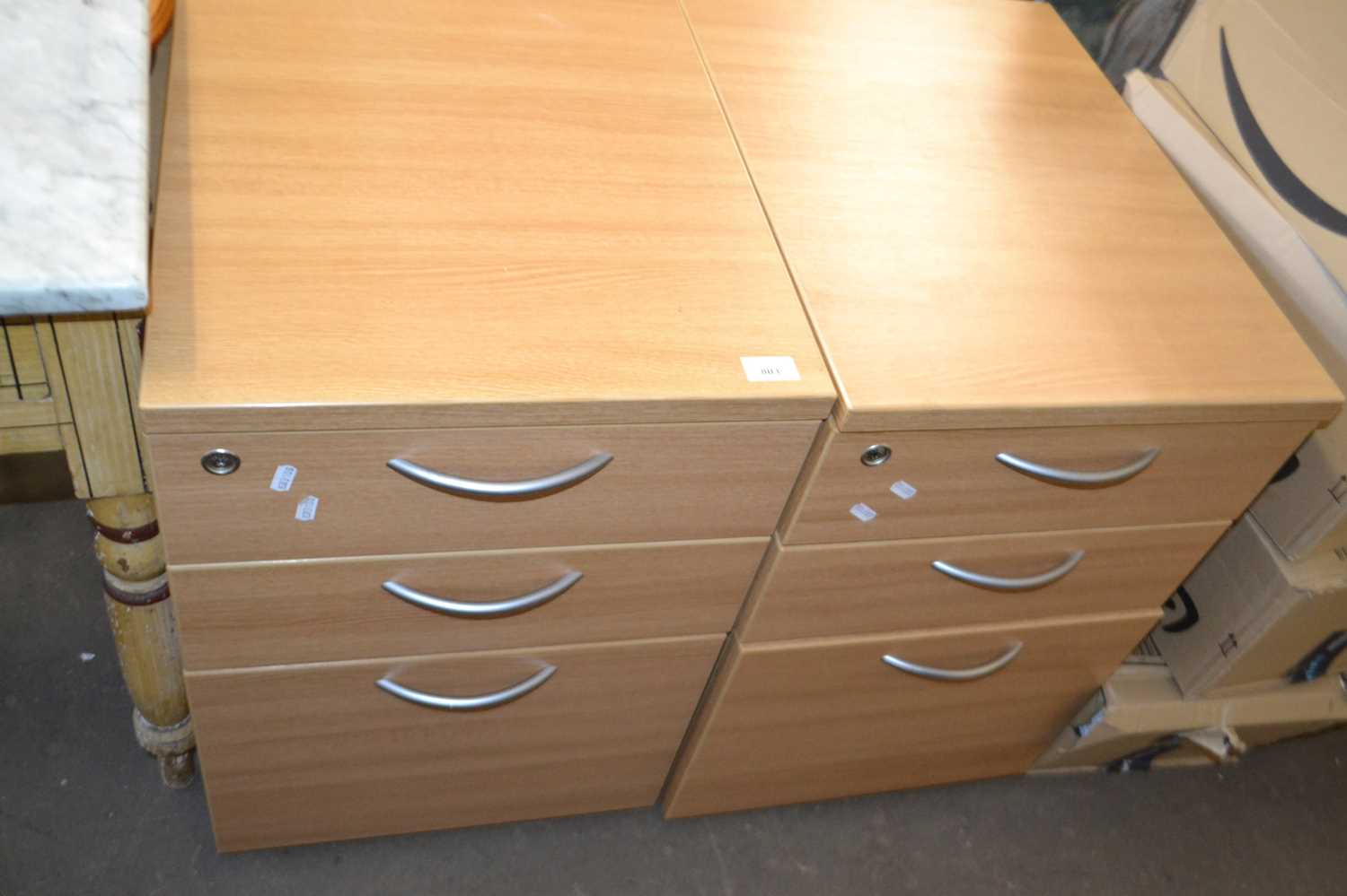 Pair of three drawer office filing cabinets