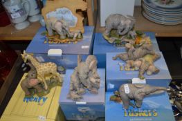 Quantity of Tuskers model resin elephants and others