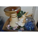 Large pottery vase togethe with other items