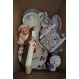 Mixed Lot: Assorted ceramics, novelty clock, decorative teapot etc