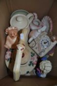 Mixed Lot: Assorted ceramics, novelty clock, decorative teapot etc