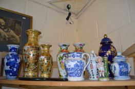 Mixed Lot: Blue and white jug, Chinese and Japanese vases etc