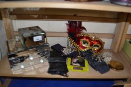 Mixed Lot: Mirrored dressing table set, leather gloves, beaded purses etc