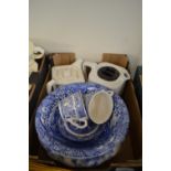 Mixed quantity of ceramics to include Spode Italian bowl, other blue and white, two teapots etc