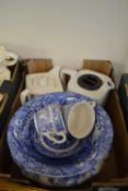Mixed quantity of ceramics to include Spode Italian bowl, other blue and white, two teapots etc