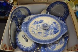 Quantity of blue and white dinner wares and tureens