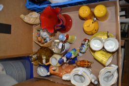 Mixed Lot: Figurines, smiley face salt, pepper and mustard etc