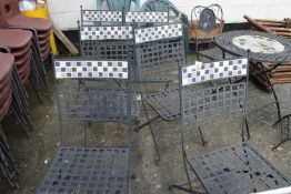 Set of six metal framed garden chairs