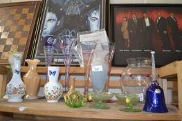 Mixed Lot: Two pairs of handpainted champagne flutes, glass vases and other items