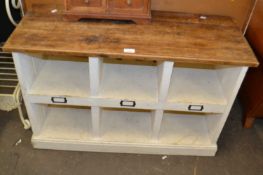 Pine topped cream painted merchant style cabinet